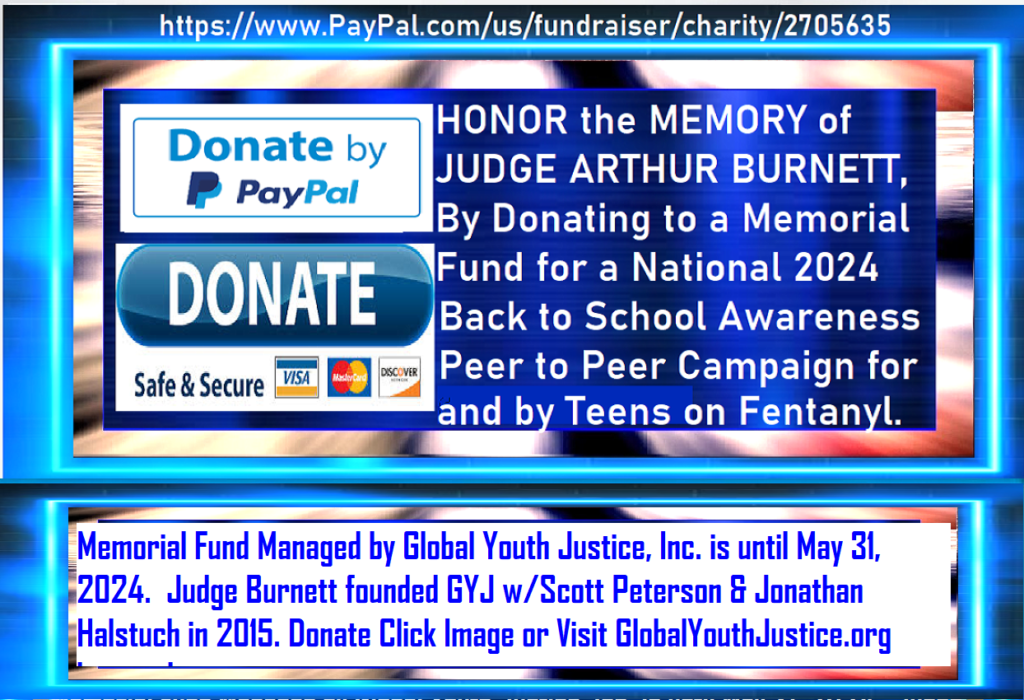 Memorial Fund Managed by Global Youth Justice, Inc. is until May 31, 2024. Judge Burnett founded GYJ w/Scott Peterson & Jonathan Halstuch in 2015. e